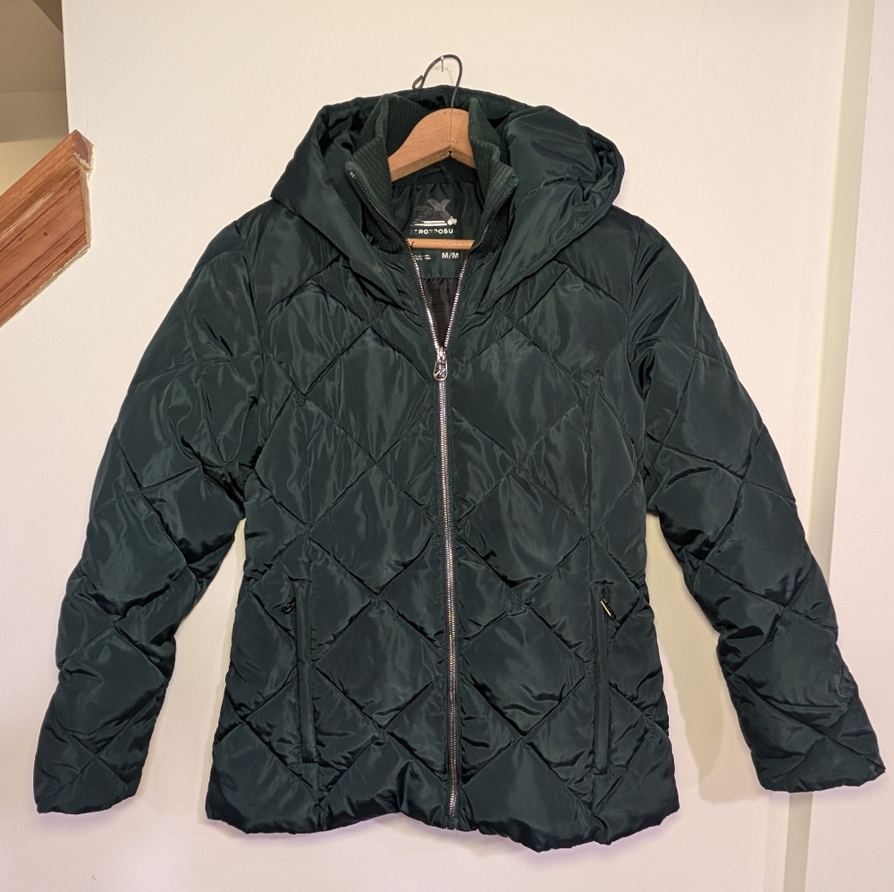 ZeroXposur Women's MD Dark Forest Green Insulated Hooded Quilted Puffer Jacket